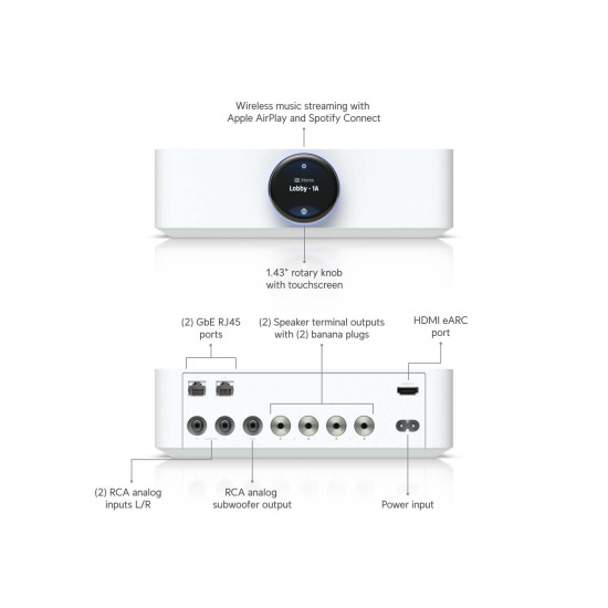 Amplificator audio multi-zonă Hi-Fi UniFi Ubiquiti PowerAmp, Alb, UPL-Amp-W